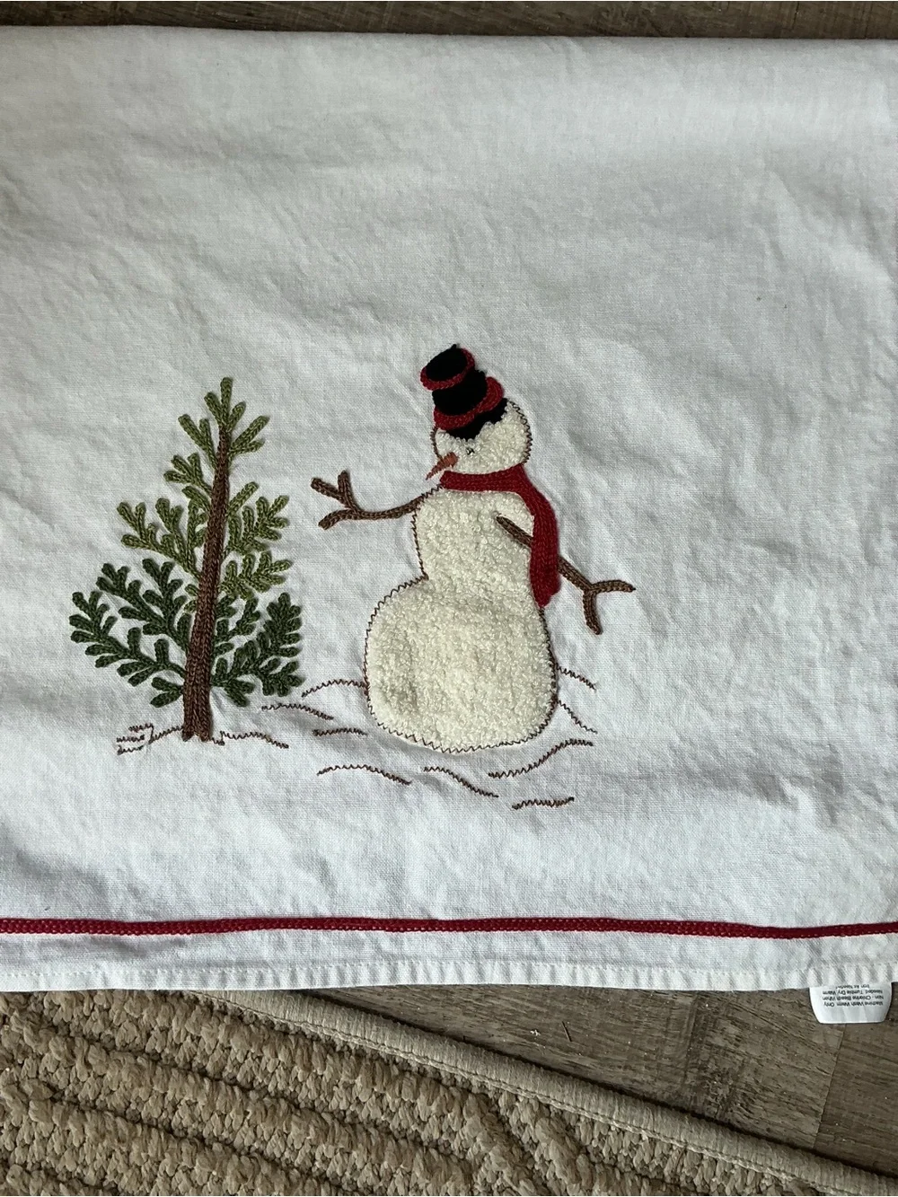 Williams Sonoma Snowman Embroidered Kitchen Towels, Set of 2 OB